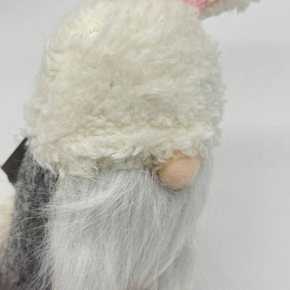 Set of 2 Plush Easter Bunny Gnomes Gray White Pink 8” New - Picture 7 of 8